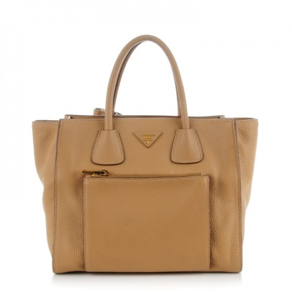 Prada Handbags - PRADA Vitello Daino Shopping Tote Sughero Handbag
